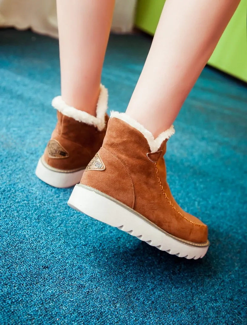 Ankle Boots Fur Lining Flat Heel Boots For Women
