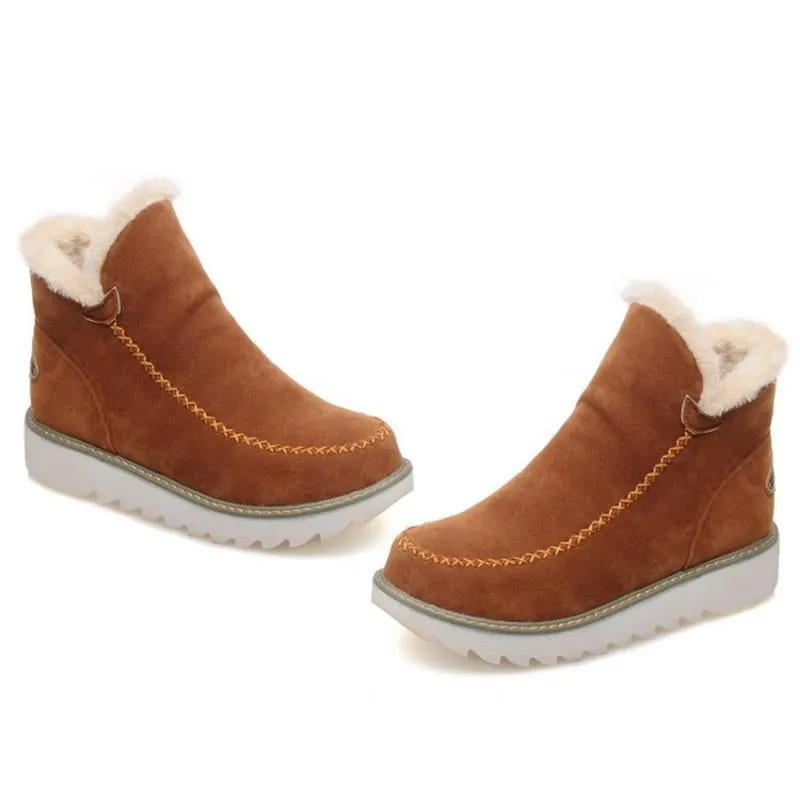 Ankle Boots Fur Lining Flat Heel Boots For Women