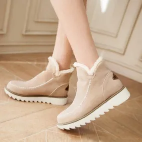 Ankle Boots Fur Lining Flat Heel Boots For Women