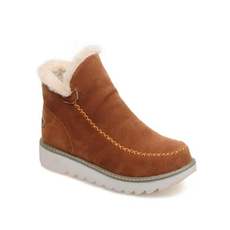 Ankle Boots Fur Lining Flat Heel Boots For Women