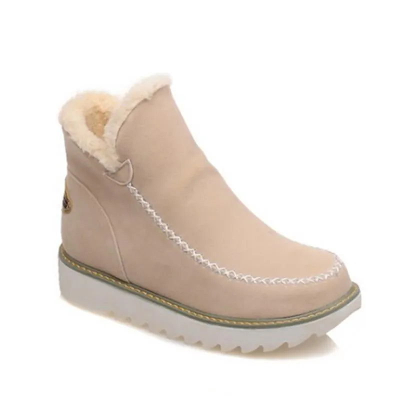 Ankle Boots Fur Lining Flat Heel Boots For Women