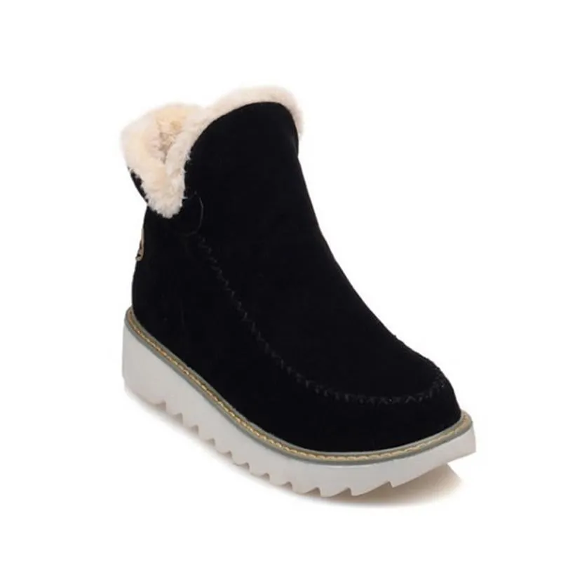 Ankle Boots Fur Lining Flat Heel Boots For Women