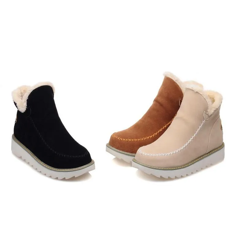 Ankle Boots Fur Lining Flat Heel Boots For Women
