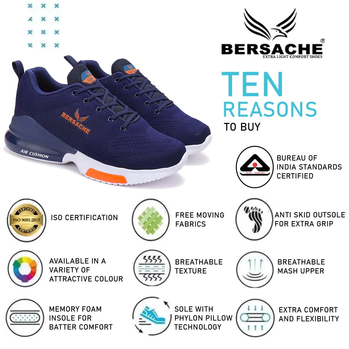 Bersache Casual Shoe With High Quality Sole (Navy)    -   9048