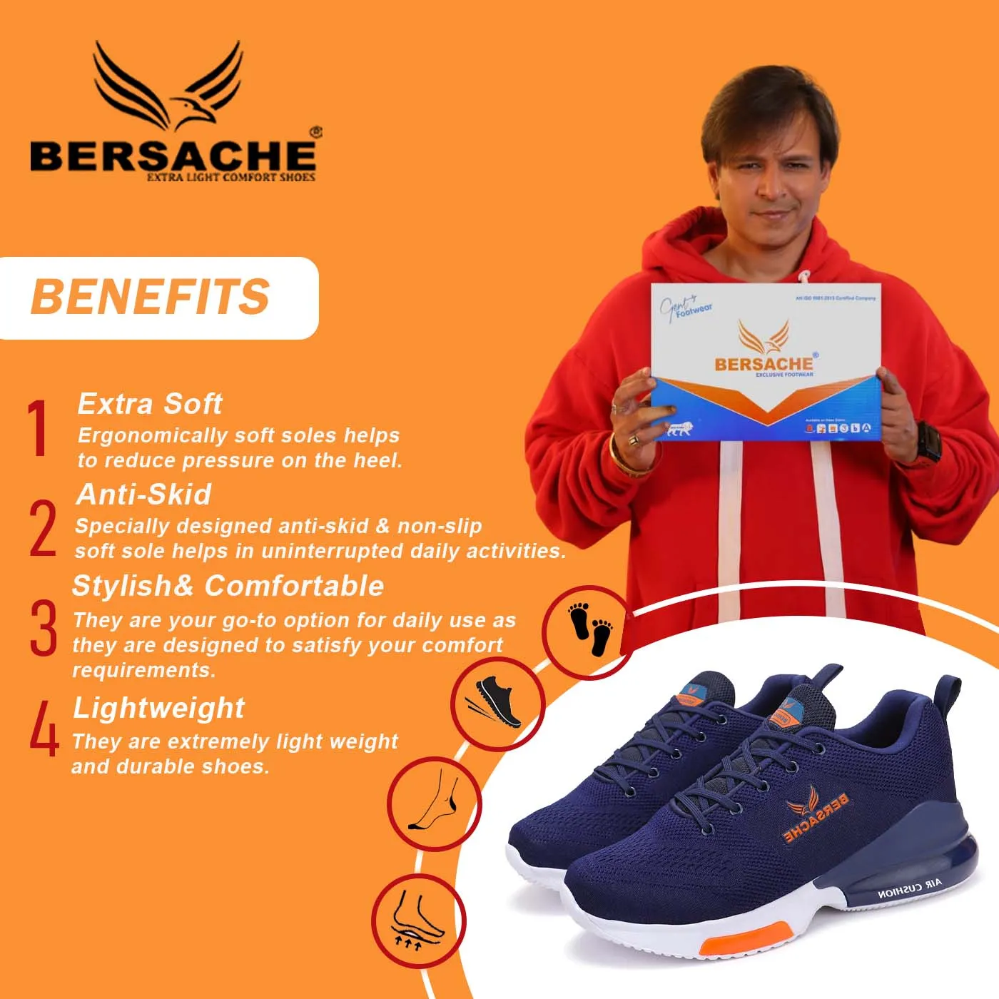 Bersache Casual Shoe With High Quality Sole (Navy)    -   9048