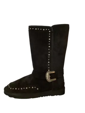 Black Montana West Studded & Crystal snow boots