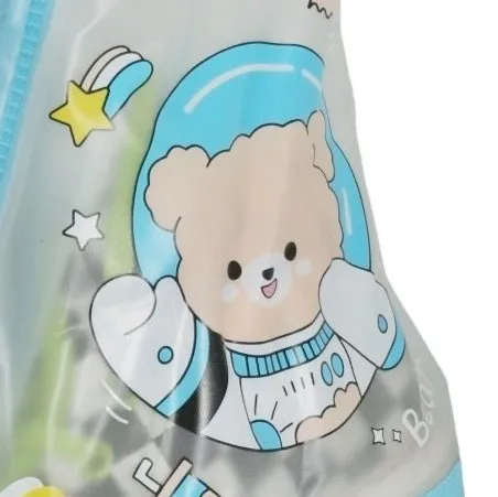 Boys' Transparent Bear-Print Waterproof Rain Shoe Cover with Blue Accents