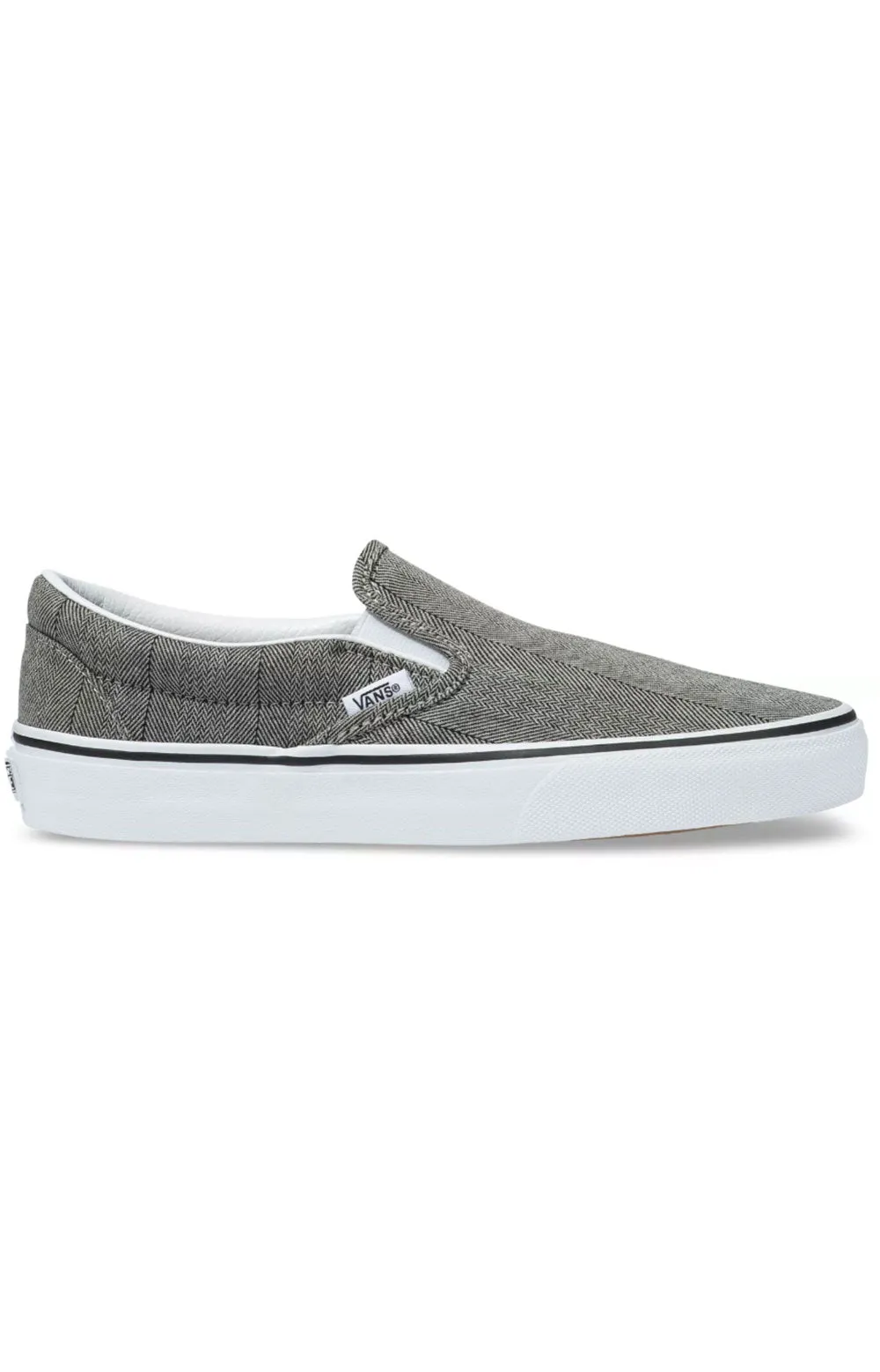 (Bv3Tbk) Herringbone Classic Slip On Shoes   Grey/True White
