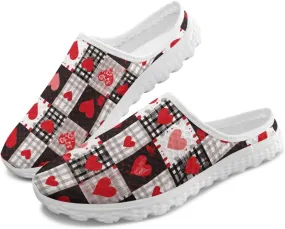 Checkerboard Womens Slip On Clogs Mules Slip-On Walking Yoga Shoes Breathable Mesh Slippers Garden Loafers