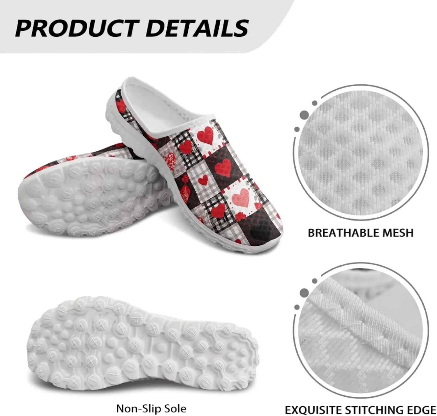 Checkerboard Womens Slip On Clogs Mules Slip-On Walking Yoga Shoes Breathable Mesh Slippers Garden Loafers