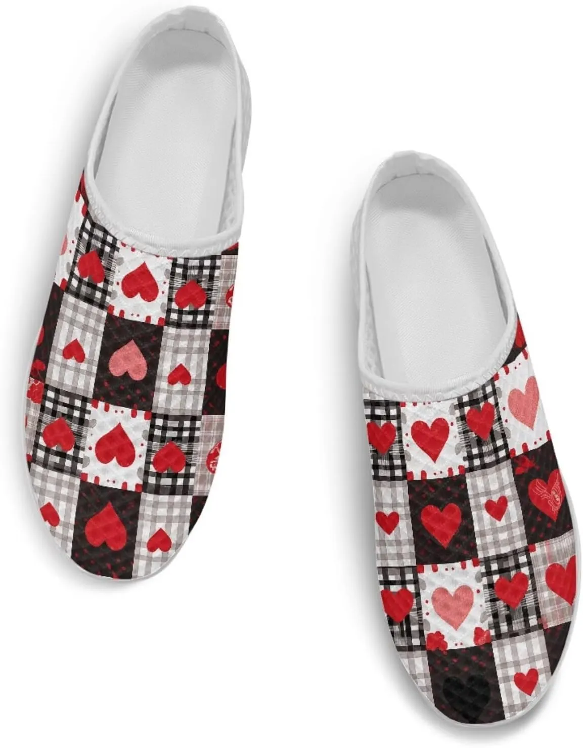 Checkerboard Womens Slip On Clogs Mules Slip-On Walking Yoga Shoes Breathable Mesh Slippers Garden Loafers