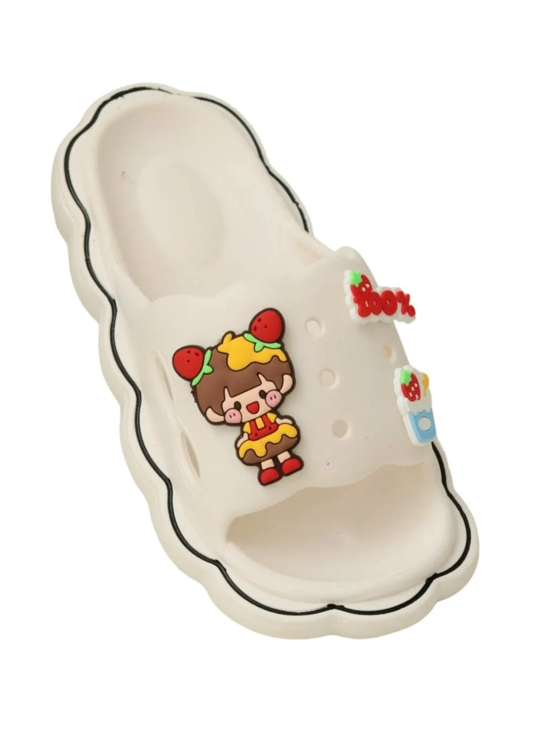 Classic White Sliders with Colorful Cartoon Characters for Girls