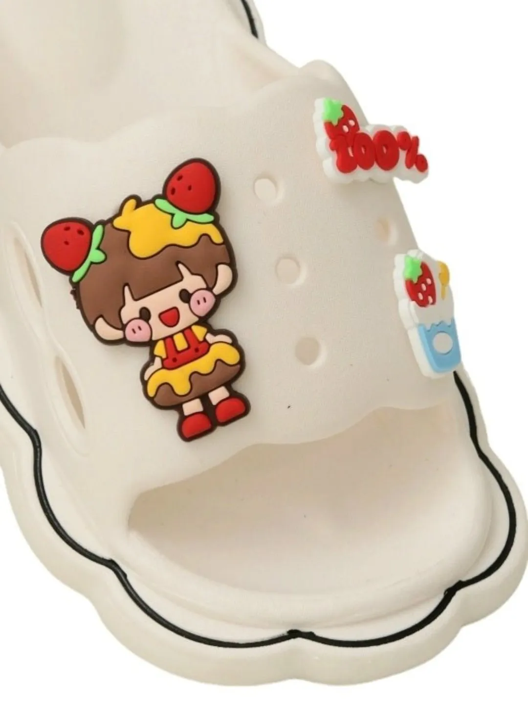Classic White Sliders with Colorful Cartoon Characters for Girls
