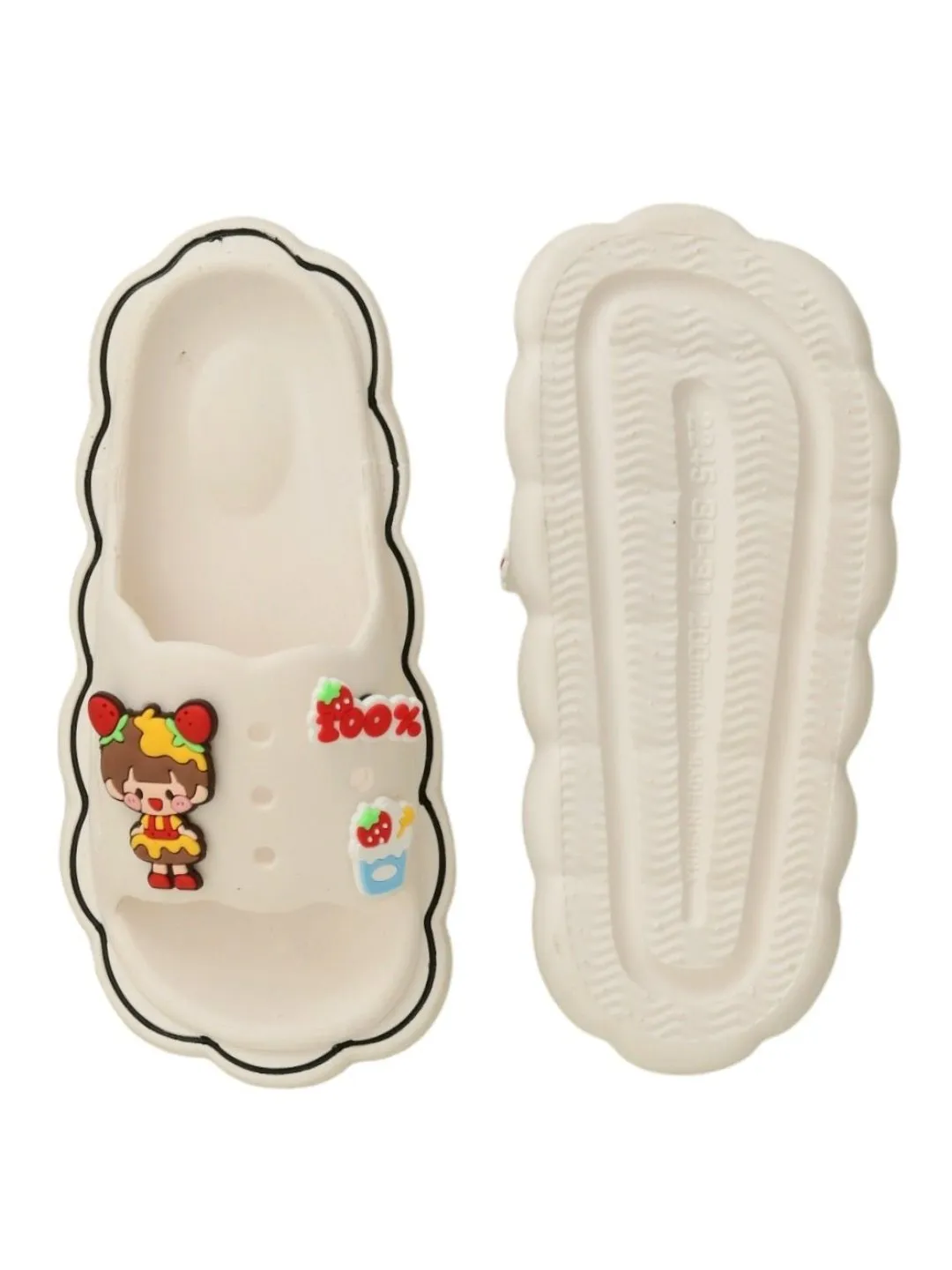 Classic White Sliders with Colorful Cartoon Characters for Girls