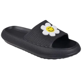 Foamwalk Womens' Sandals - Comfortable Beach Slides, Stylish Slide On Sandals, Everyday Women's Slide Sandals with Novelty Patch