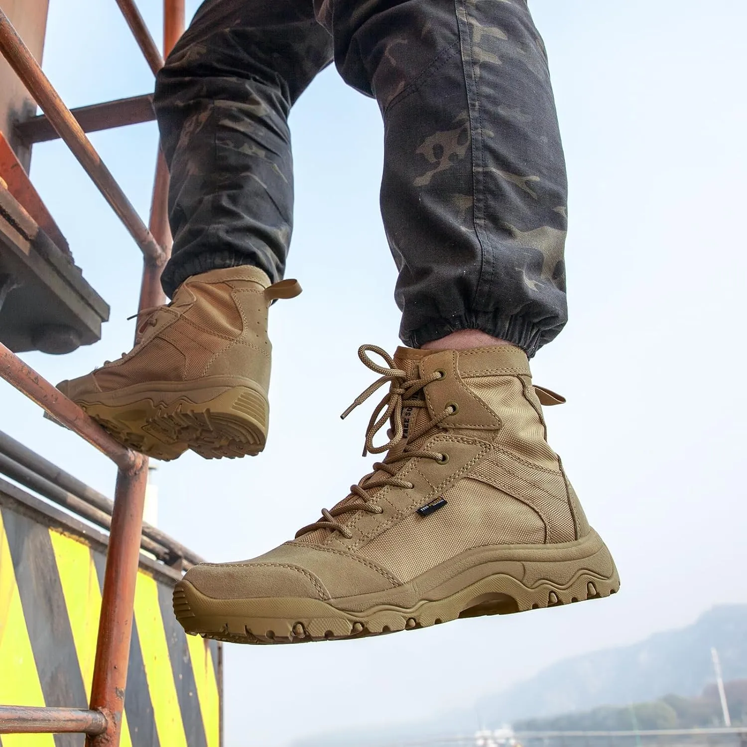 FREE SOLDIER Men's Tactical Hiking Boots Lightweight Comfortable Combat Work Boots 6 Inches