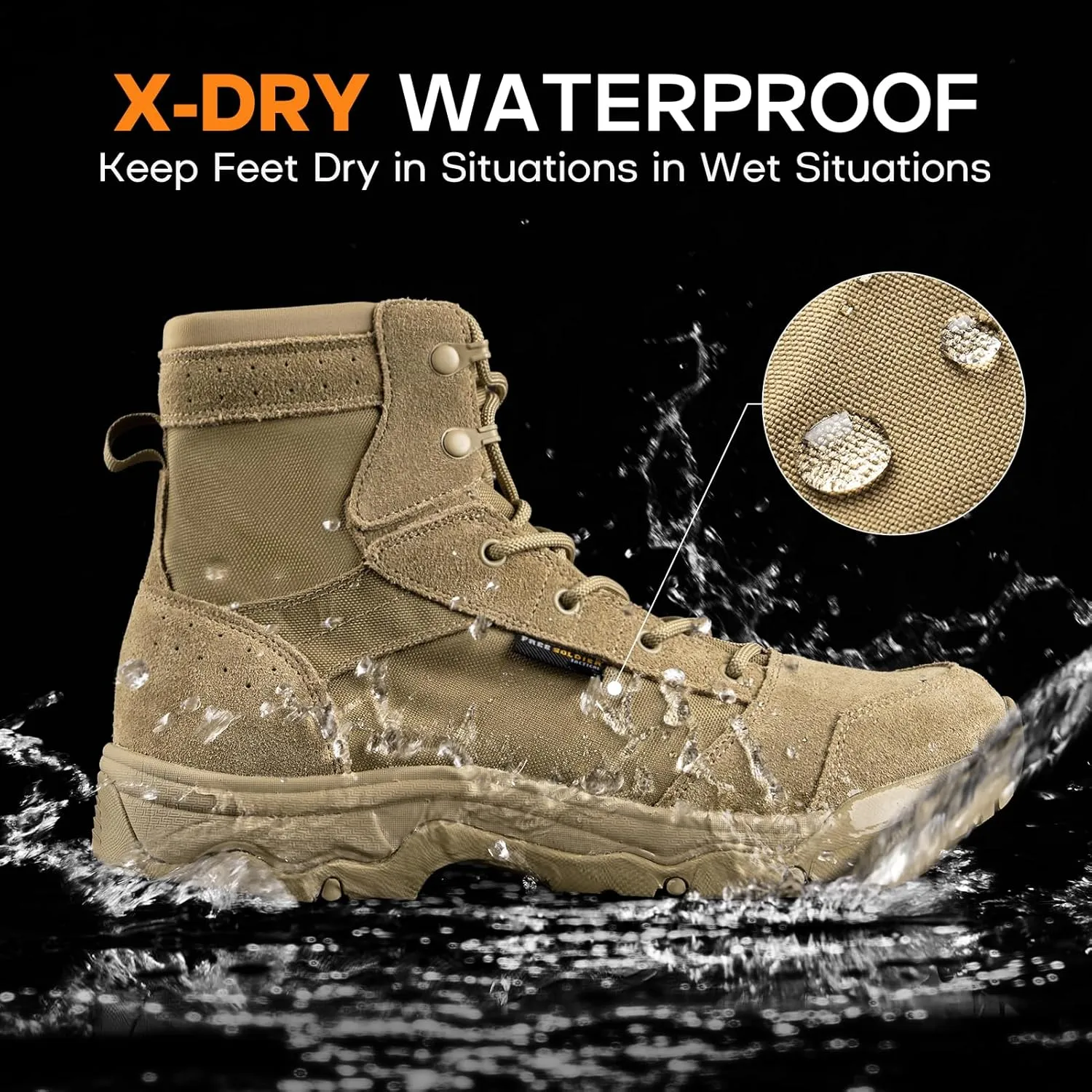 FREE SOLDIER Men's Tactical Hiking Boots Lightweight Comfortable Combat Work Boots 6 Inches