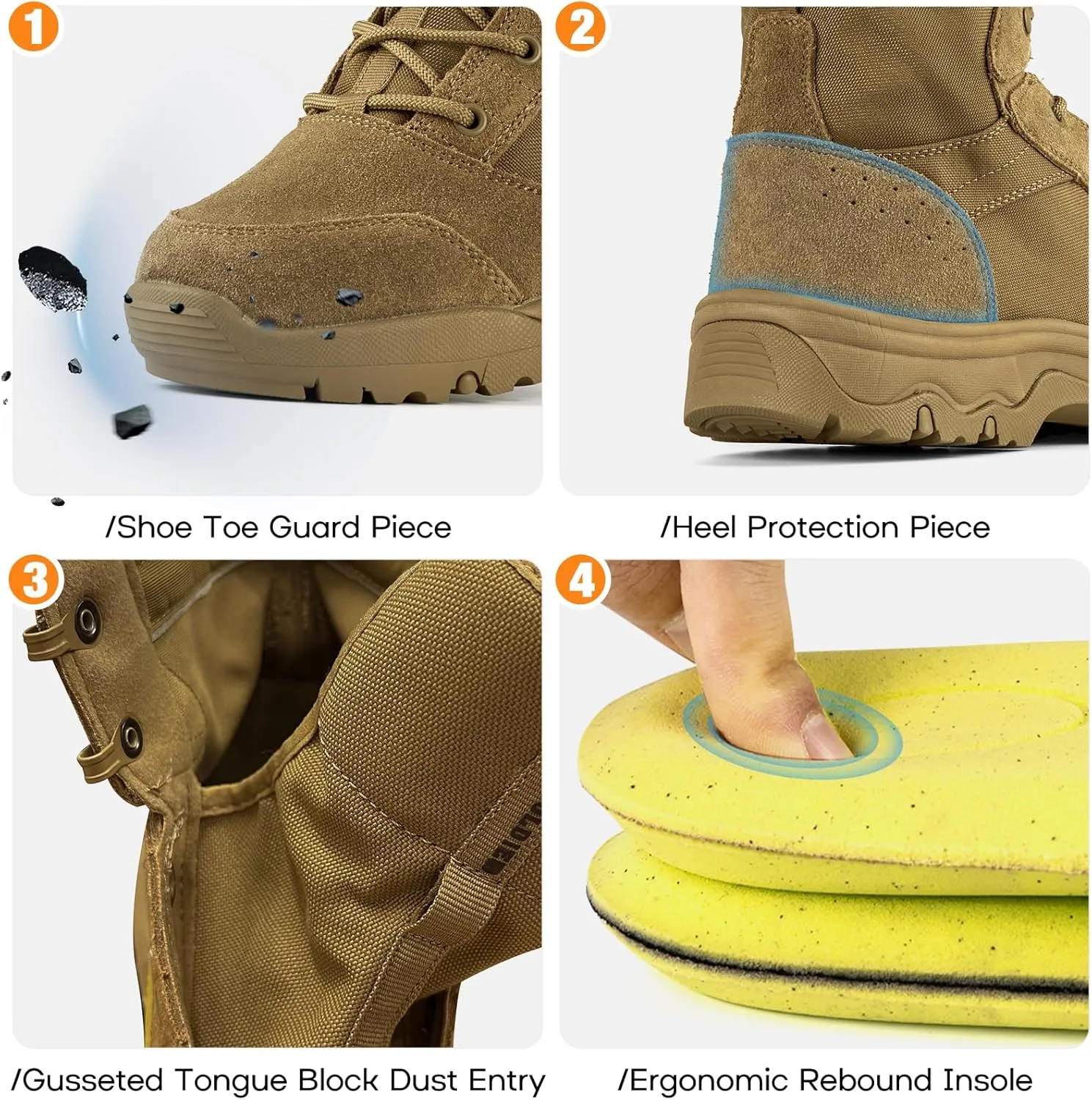 FREE SOLDIER Men's Tactical Hiking Boots Lightweight Comfortable Combat Work Boots 6 Inches