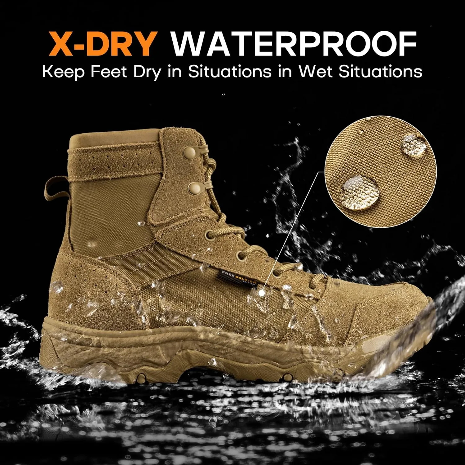 FREE SOLDIER Men's Tactical Hiking Boots Lightweight Comfortable Combat Work Boots 6 Inches