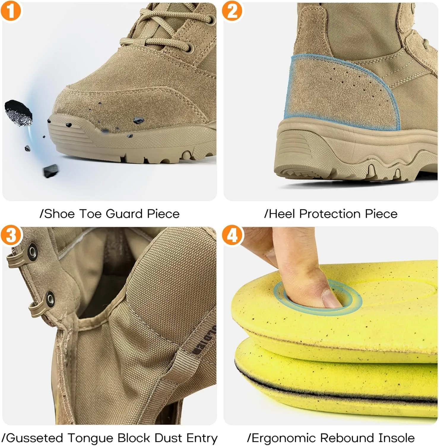 FREE SOLDIER Men's Tactical Hiking Boots Lightweight Comfortable Combat Work Boots 6 Inches