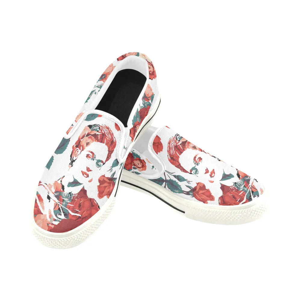 Frida Floral Print Canvas Ladies Slip On Low-Top
