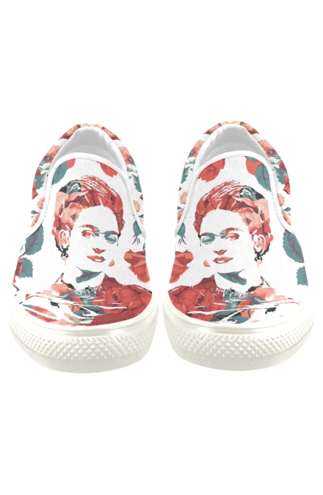 Frida Floral Print Canvas Ladies Slip On Low-Top