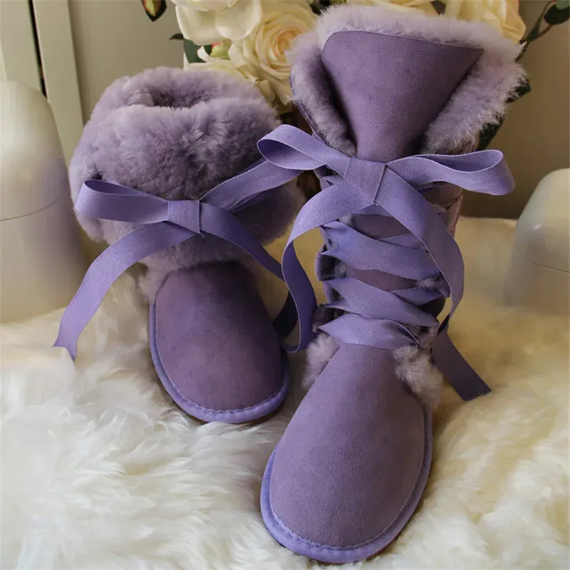 Fur Wool High Snow Boots For Winter