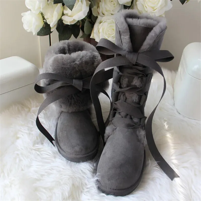 Fur Wool High Snow Boots For Winter