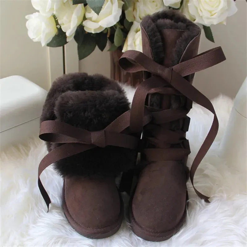 Fur Wool High Snow Boots For Winter
