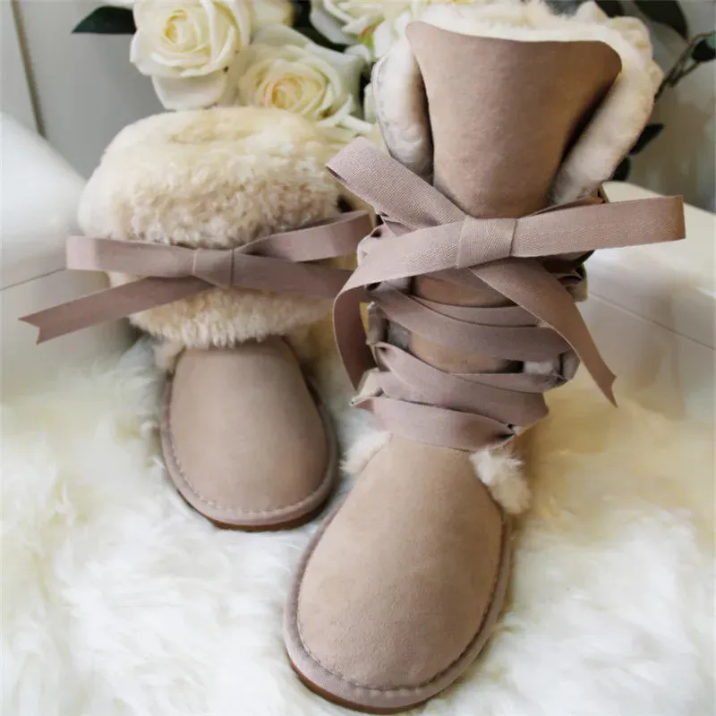 Fur Wool High Snow Boots For Winter