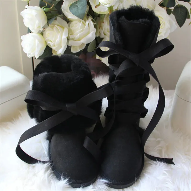 Fur Wool High Snow Boots For Winter