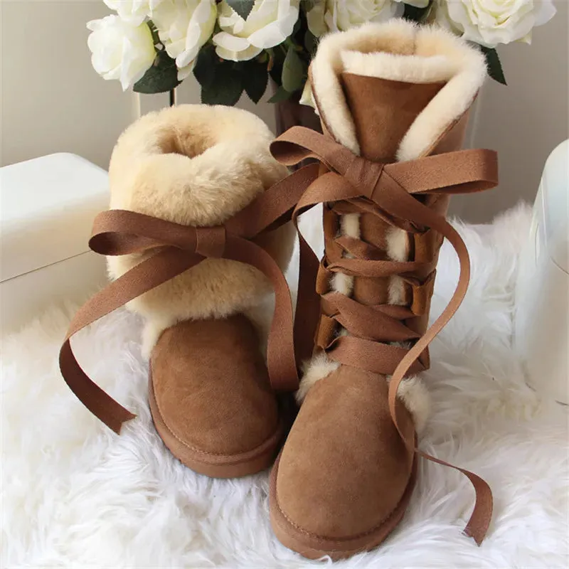 Fur Wool High Snow Boots For Winter