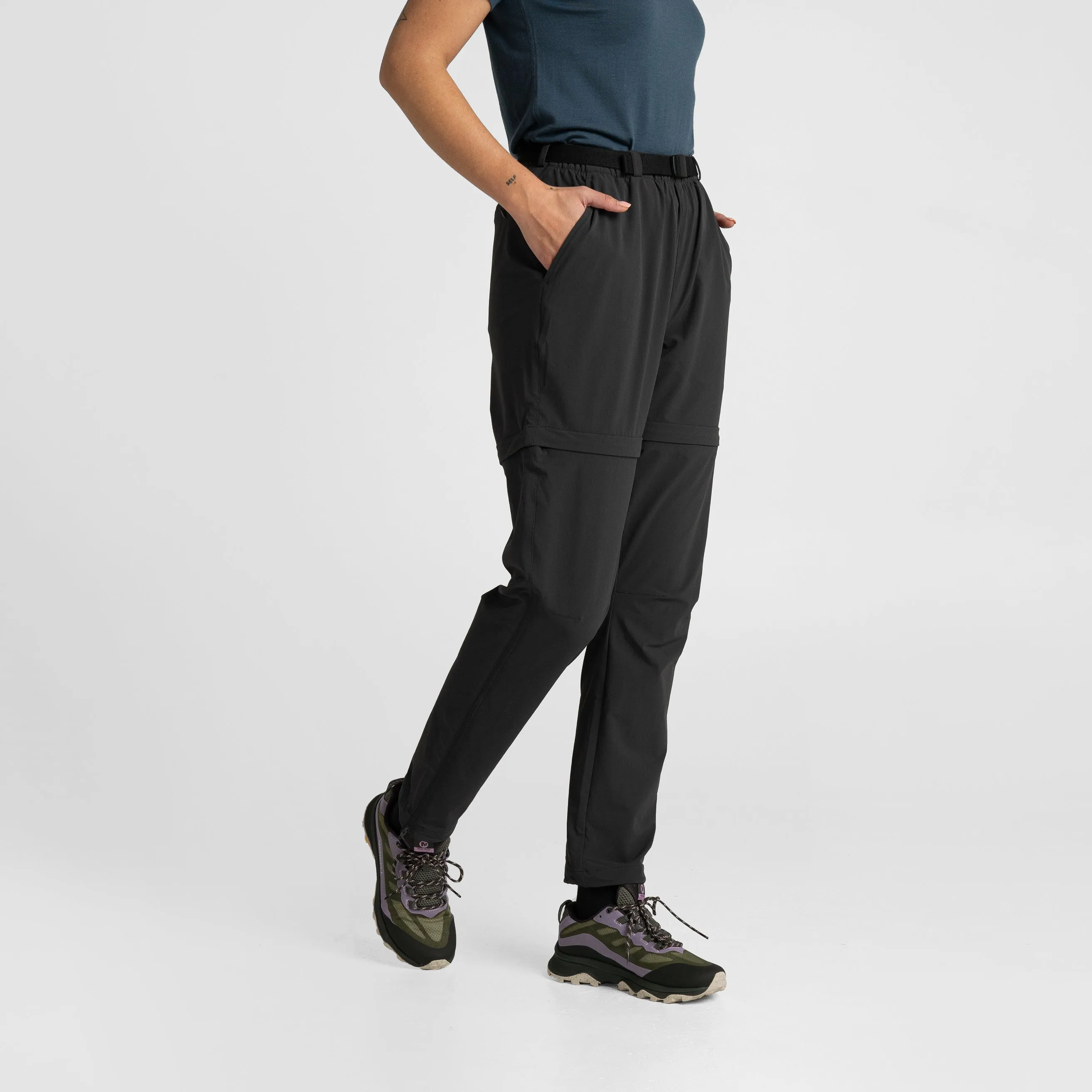 Impeccably Imperfect Womens Zip Off Pants Black