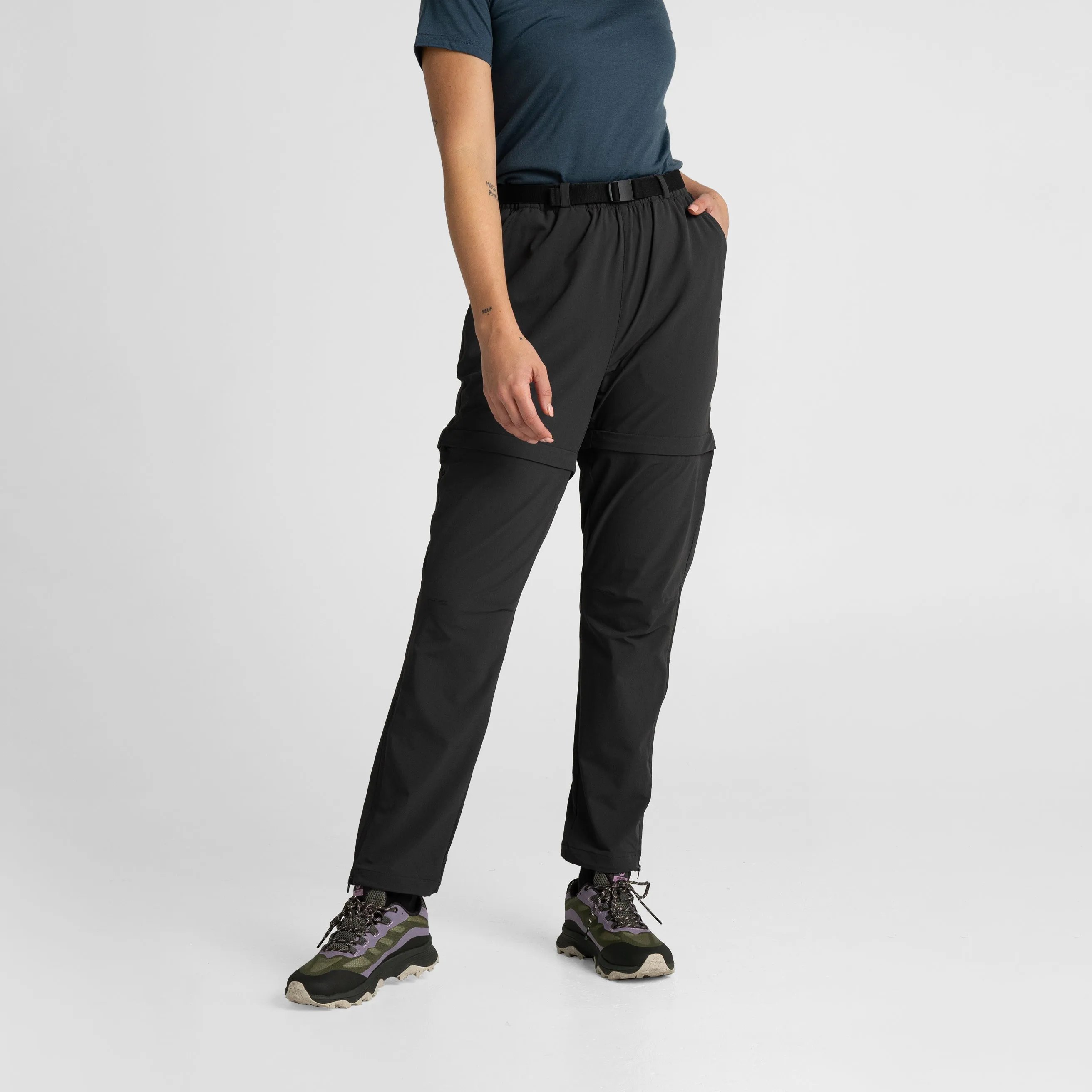 Impeccably Imperfect Womens Zip Off Pants Black