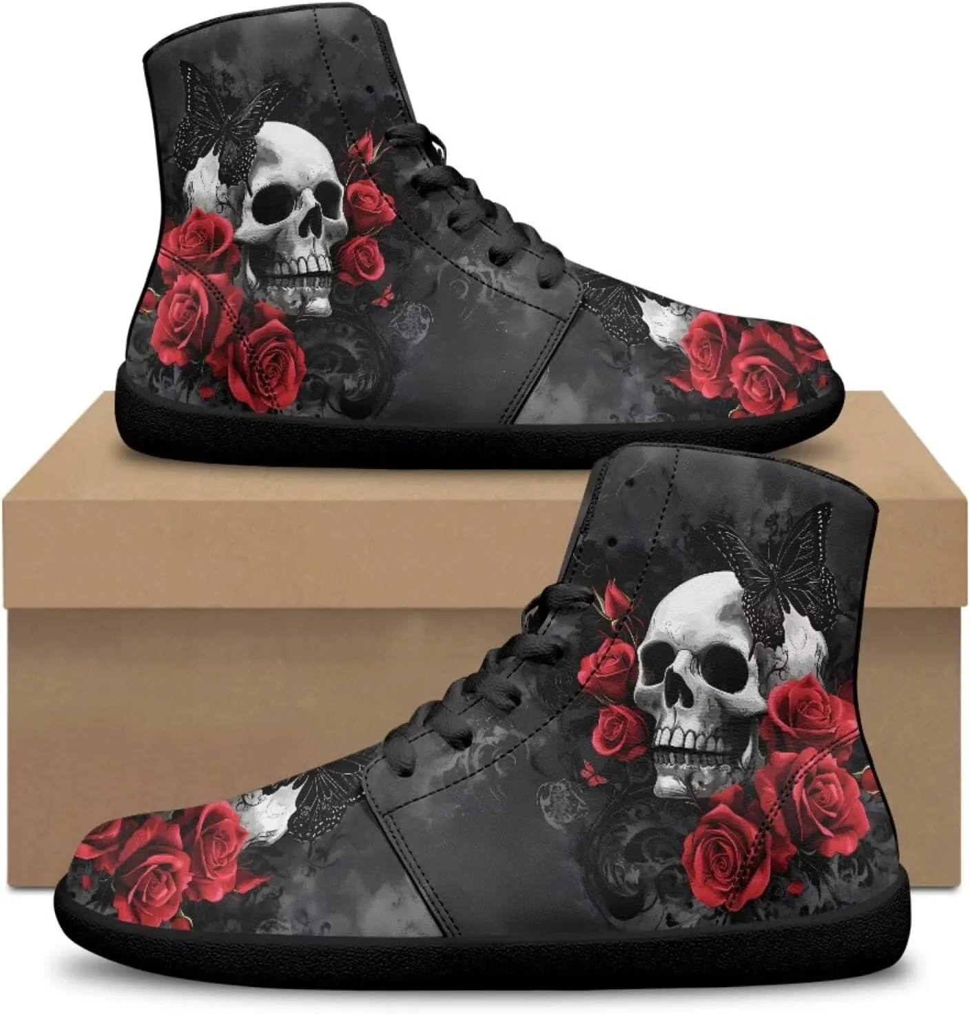 Jeiento Mens Sugar Skull Barefoot Shoes Zero Drop Sole Trail Running Sneakers Wide Toe Box