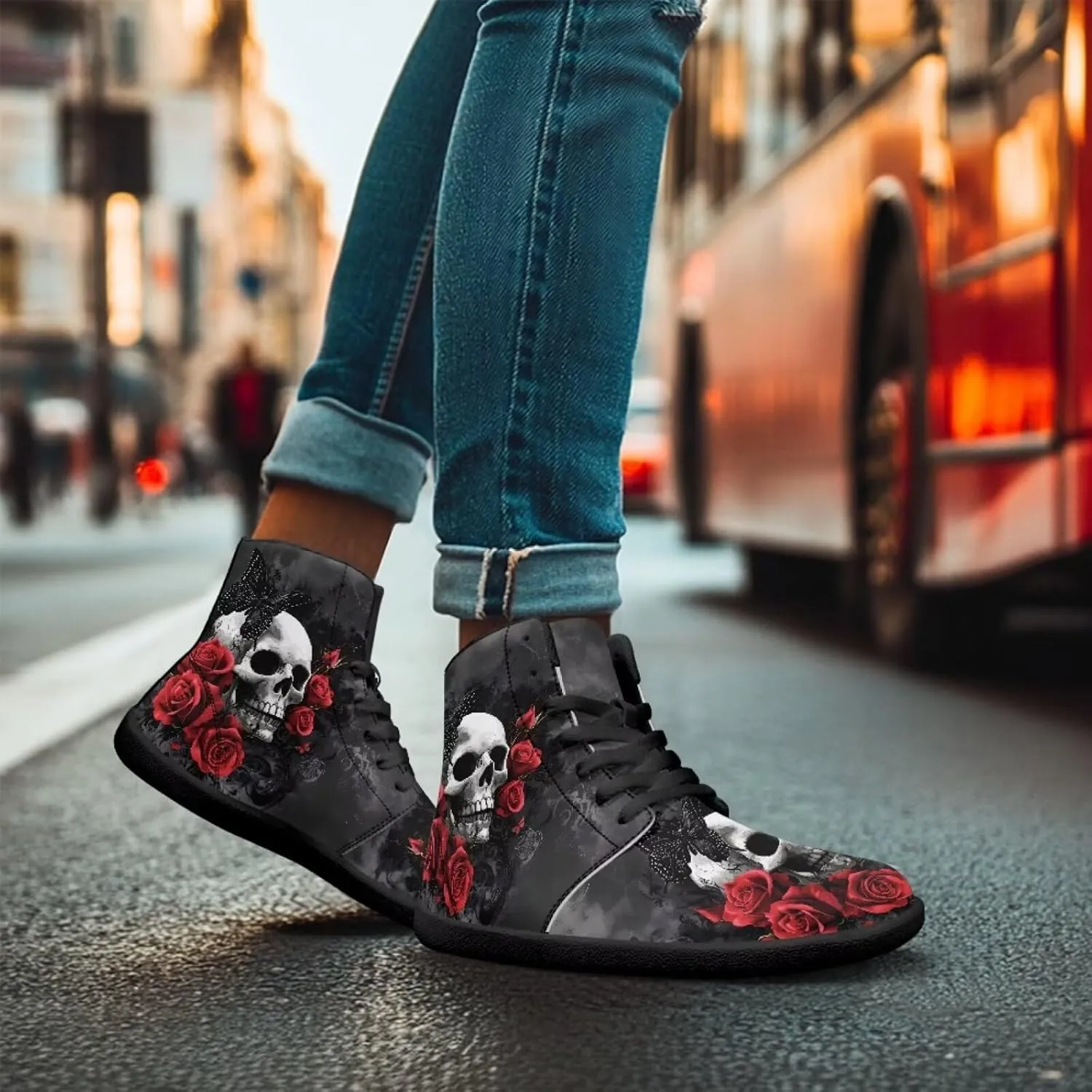 Jeiento Mens Sugar Skull Barefoot Shoes Zero Drop Sole Trail Running Sneakers Wide Toe Box