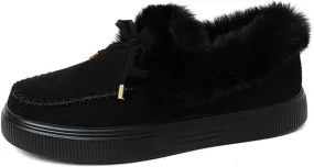 Ladmiple Boots for Women Ankle Booties with Fur Slip On Winter Snow Boots Warm Fashion Outdoor Comfortable Walking Shoes