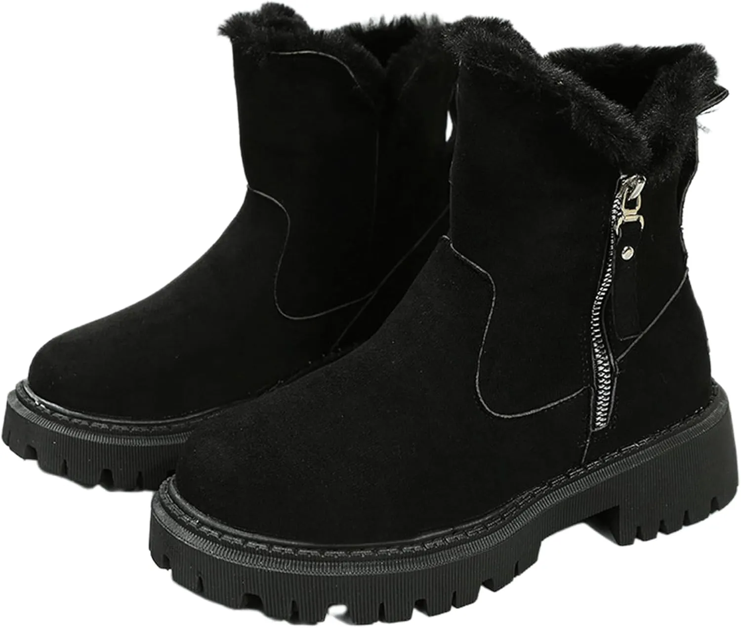 Ladmiple Snow Boots For Women 2023 Trendy High-top Winter Boots Slip on Warm Fur Lined Ankle Booties Mid Calf Walking Shoes