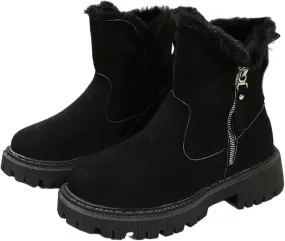 Ladmiple Snow Boots For Women 2023 Trendy High-top Winter Boots Slip on Warm Fur Lined Ankle Booties Mid Calf Walking Shoes
