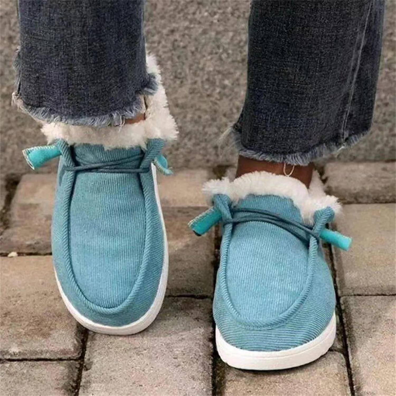 Lausiuoe Boots For Women Ankle Booties Winter Slip On Comfortable Snow Fuzzy Boots Fashion Casual Walking Shoes Loafers