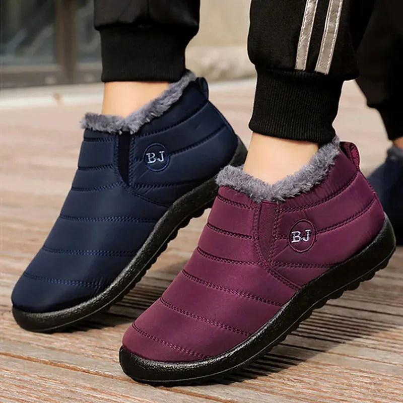 Lightweight Waterproof Ankle Boots for Women - Winter 2022 Collection - Black Plus Size Snow Boots