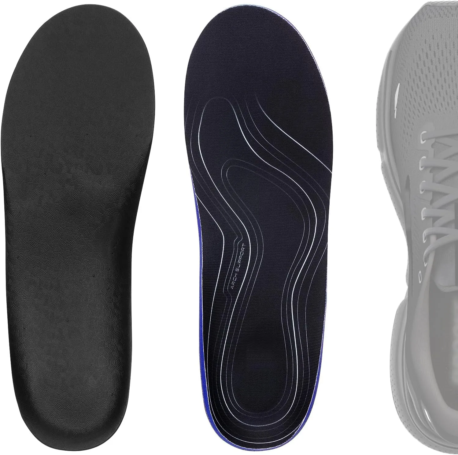 Linkidea 2 Pairs Arch Support Shoe Insoles Compatible with Brooks Ghost 15, GTS 23, Anthem 6, Replacement Shoe Inserts, Shock Absorption and Cushioning for Feet Relief (US Men 8.5-9/Women 10-10.5)