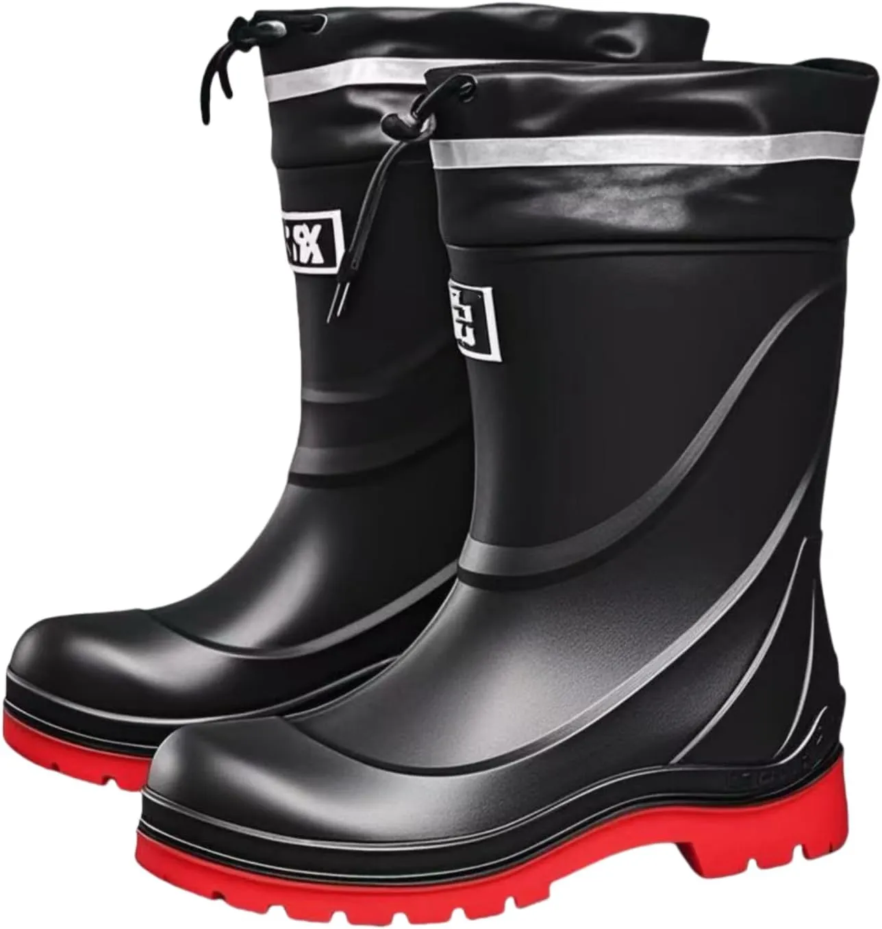 Men Rain Boots Waterproof Rubber Boots for Men with PVC Unique Design, Comfort Lightweight Work Mud Boots, Resistant Durable Slip Garden Boots for Fishing Farming Gardening