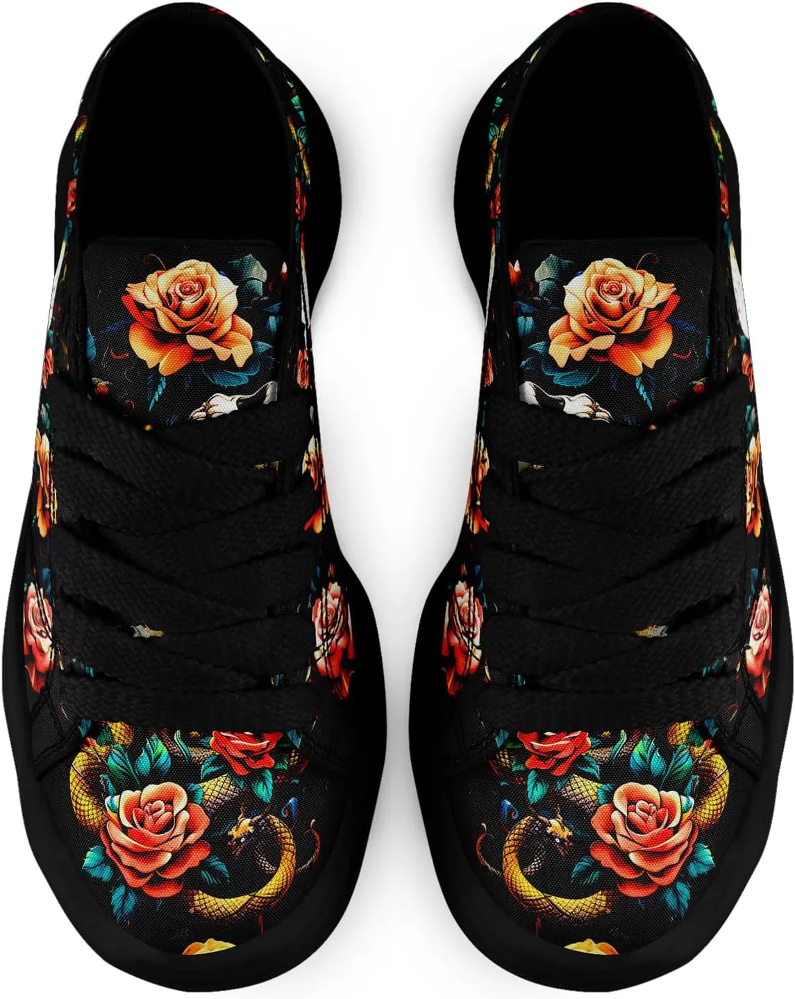 Men's Fashion Canvas Sneaker Low Top Flat Casual Shoes Women's Vibrant Skull Lightweight Comfort Walking Shoes