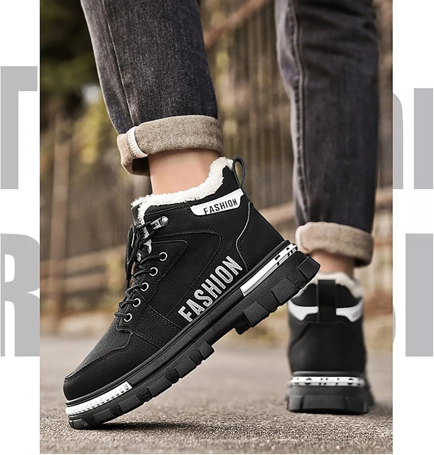 Mens Lightweight Hiking Shoes Shoes Cotton Short Shoes Snow Boots Non-Slip Plush Lined Winter Walking Shoes
