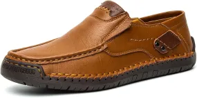 Men's Loafers Slip-On Casual Leather Outdoors Dress Shoes Lightweight Comfortable Driving Walking Shoes