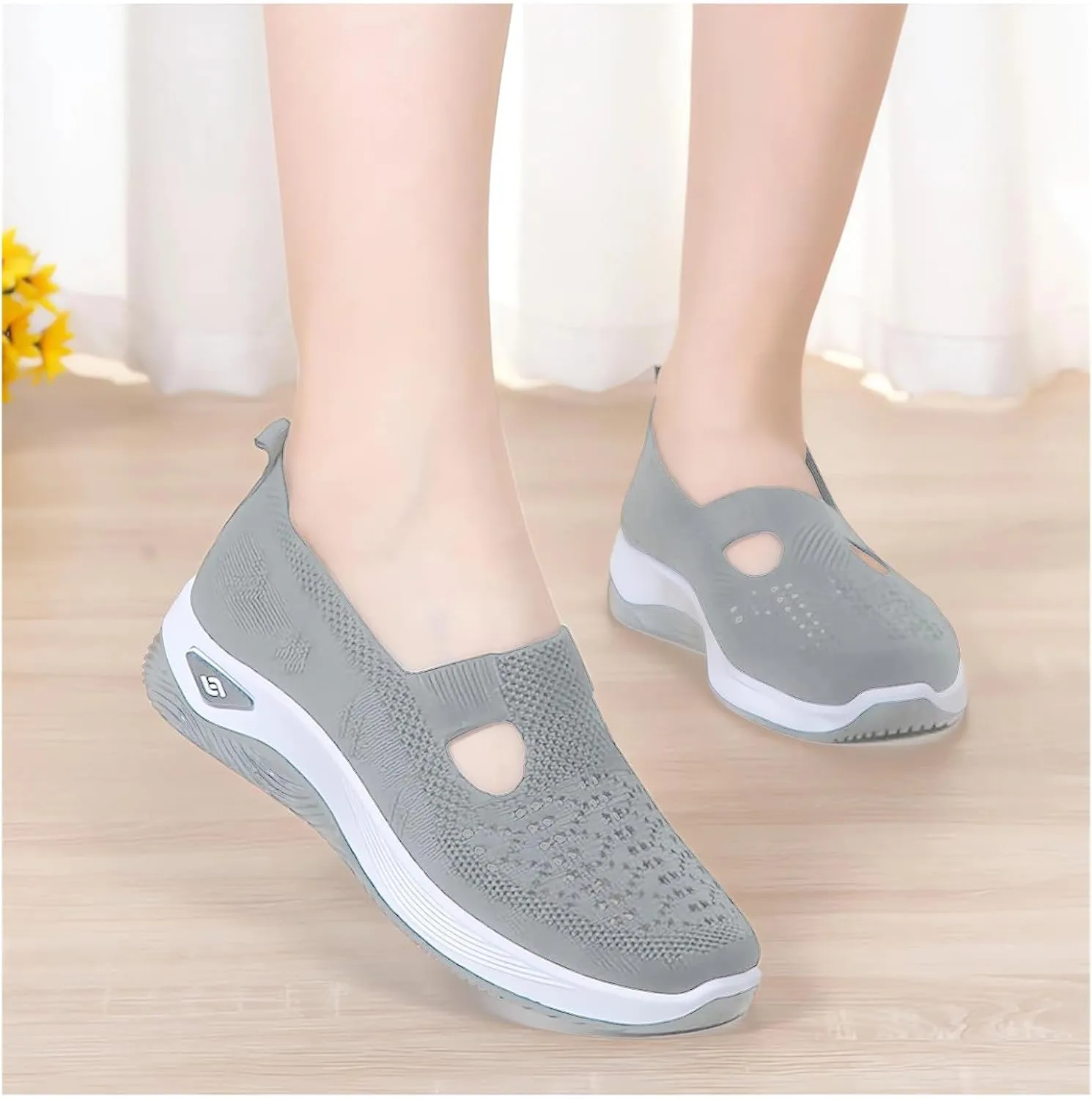 Orthopedic Shoes for Women Breathable Soft Walking Shoe Shoes Arch Support Slip On Sneakers Comfort Work Sneakers Woven Mesh Up Casual Running Going Out Flat Sneaker