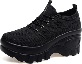 Orthopedic Walking Shoes for Women Chunky Platform Comfort Wedge Walking Shoes for Women Non-Slip Breathable Slip-On Womens Trail Running Shoes