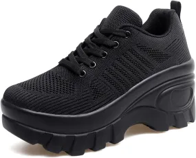 Orthopedic Walking Shoes for Women Chunky Platform Comfort Wedge Walking Shoes for Women Non-Slip Breathable Slip-On Womens Trail Running Shoes