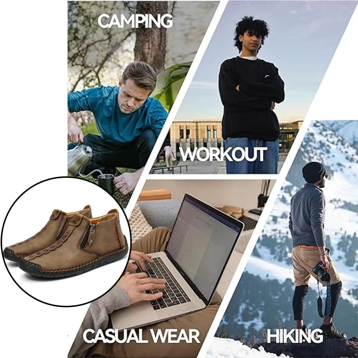 Phanile Mens Shoes, Men's Outdoor Comfy Arch Support Waterproof Walking Shoes, Orthopedic Sneakers Slip on Loafers